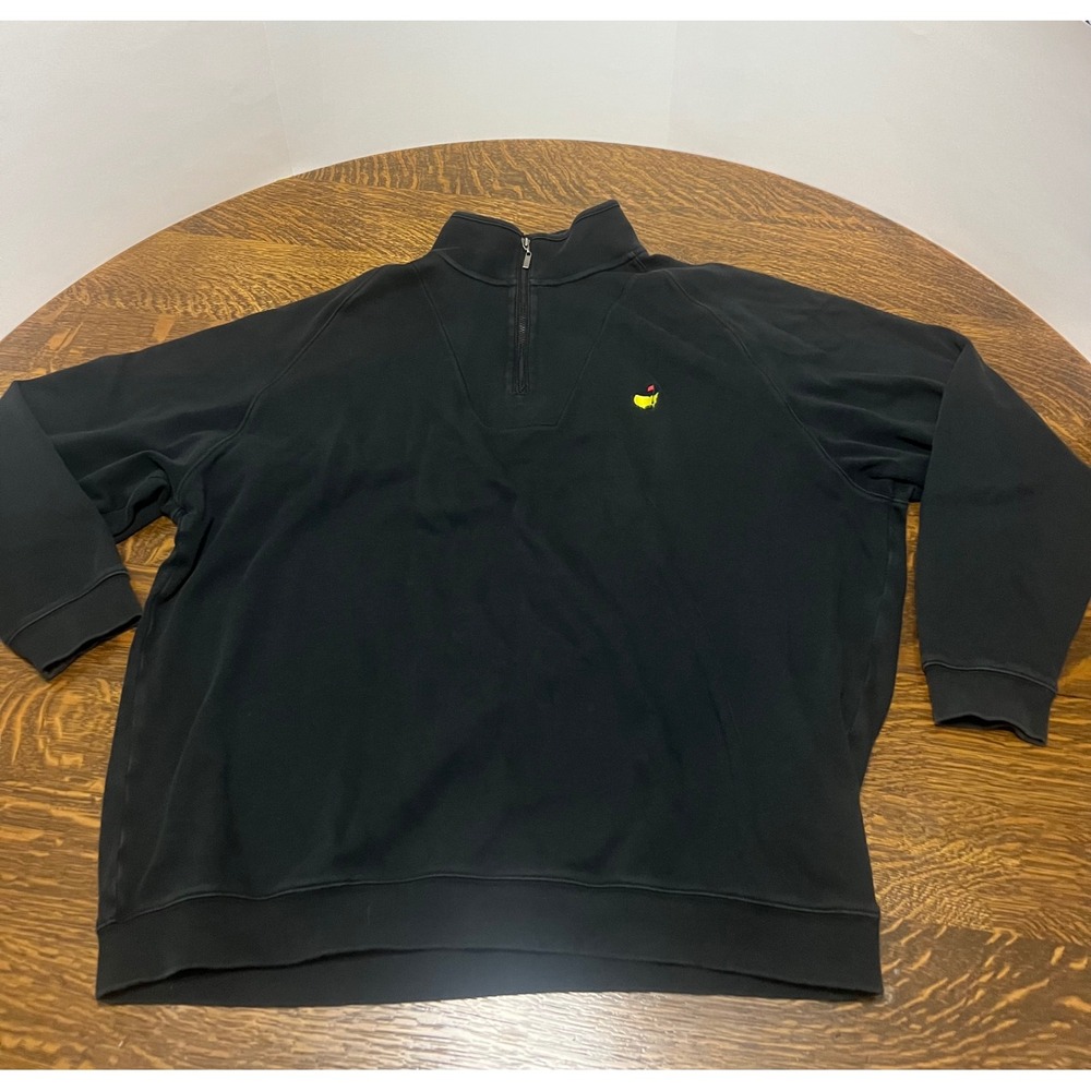 Masters Collection Mens XXL Black 100% Pima Cotton 1/4 Zip Pullover Golf Logo